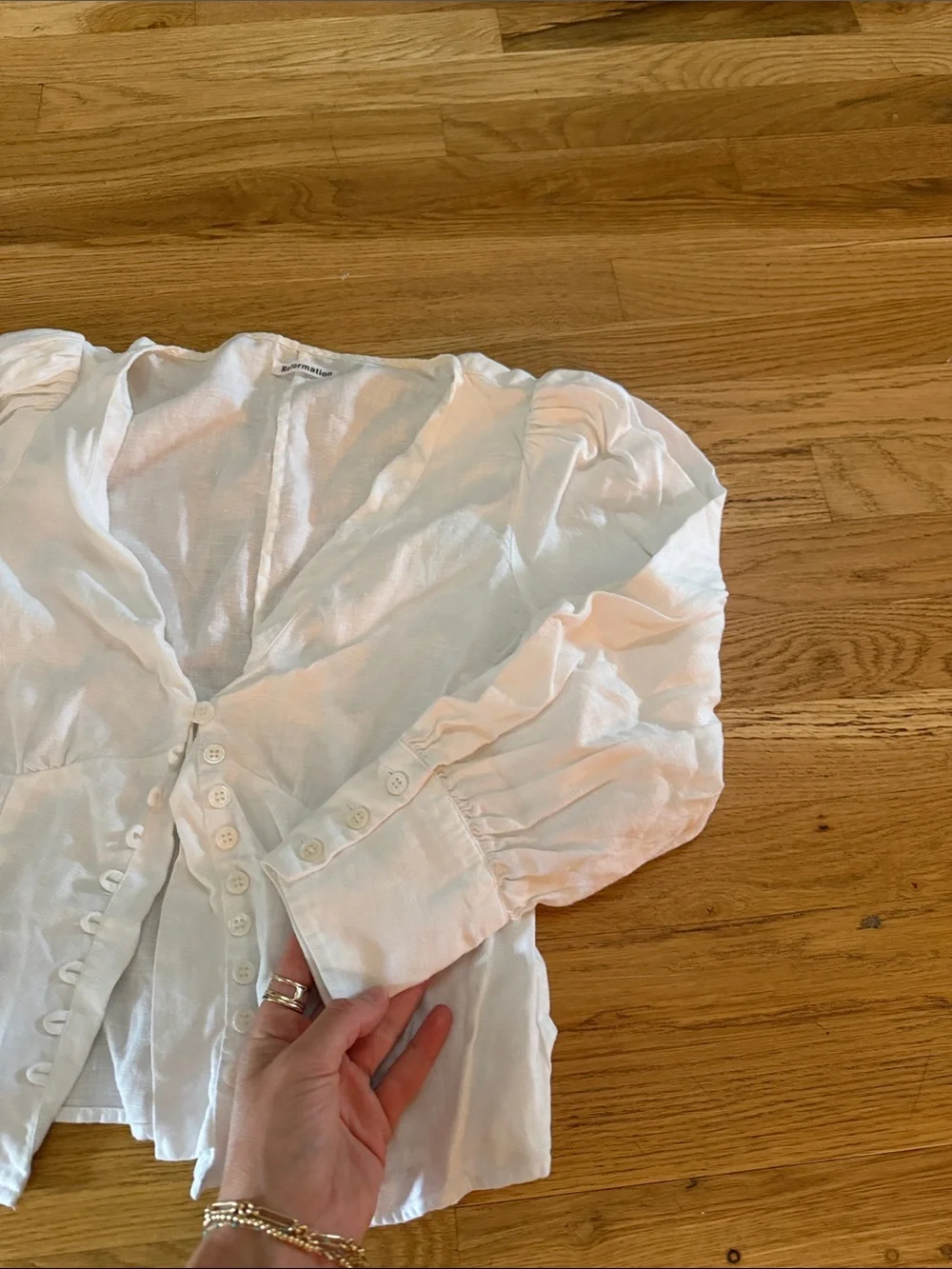 Reformation linen button front top